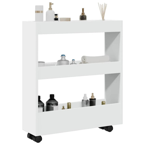 Berkfield Narrow Storage Trolley 3 Tier White Engineered Wood