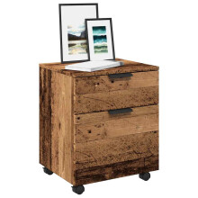 Berkfield Mobile File Cabinet with Wheels Old Wood 45x38x54 cm Engineered Wood