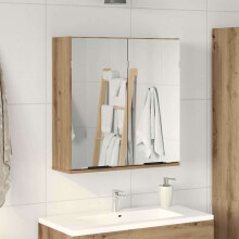 Berkfield Bathroom Mirror Cabinet Artisan Oak 64x20x66.5 cm Engineered Wood