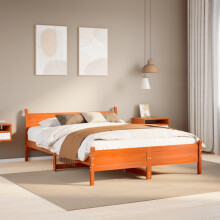 Berkfield Bed Frame without Mattress Wax Brown 140x200 cm Solid Wood Pine