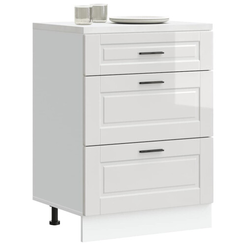 Berkfield Kitchen Base Cabinet "Porto" High Gloss White Engineered Wood
