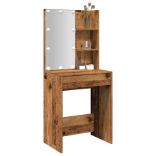 Berkfield Dressing Table with LED Old Wood 60x40x140 cm