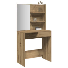 Berkfield Dressing Table with Mirror Artisan Oak 74.5x40x141 cm