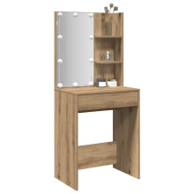 Berkfield Dressing Table with LED Artisan Oak 60x40x140 cm