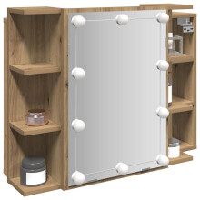Berkfield Mirror Cabinet with LED Artisan Oak 70x16.5x60 cm