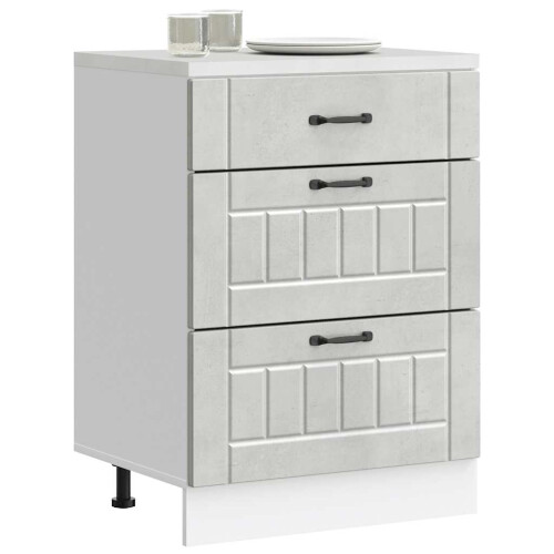 Berkfield Kitchen Base Cabinet Lucca Concrete Grey Engineered Wood