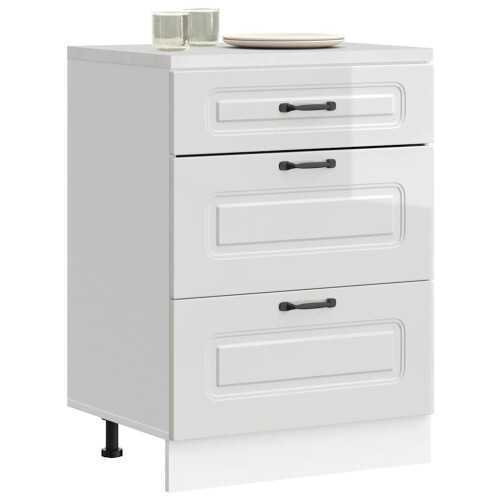 Berkfield Kitchen Base Cabinet "Kalmar" High Gloss White Engineered Wood