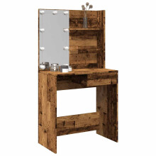 Berkfield Dressing Table with LED Old Wood 74.5x40x141 cm