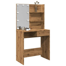 Berkfield Dressing Table with LED Artisan Oak 74.5x40x141 cm