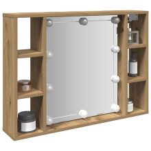 Berkfield Mirror Cabinet with LED Artisan Oak 76x15x55 cm Engineered Wood