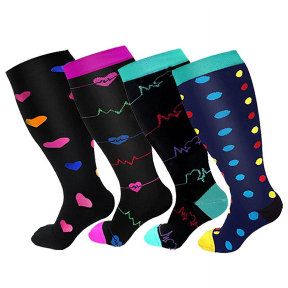 4 Pairs Compression Socks Plus Size Sport Socks for Women Men
