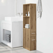 Berkfield Narrow Bathroom Cupboard with Wheels Artisian Oak Engineered Wood