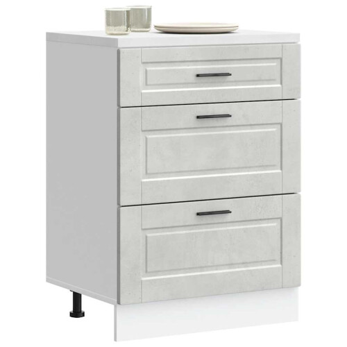 Berkfield Kitchen Base Cabinet Porto Concrete Grey Engineered Wood