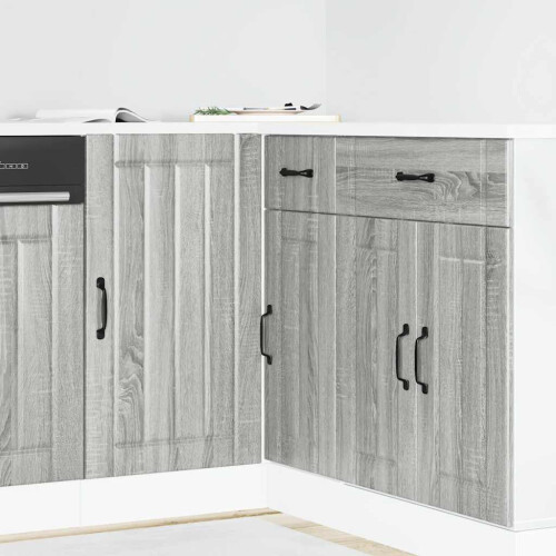 Berkfield Kitchen Base Cabinet Lucca Grey Sonoma Engineered Wood