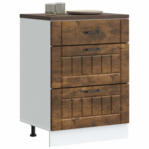 Berkfield Kitchen Base Cabinet Lucca Smoked Oak Engineered Wood