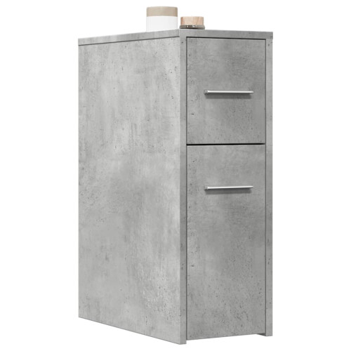 Berkfield Narrow Bathroom Cupboard with Wheels Concrete Grey Engineered Wood