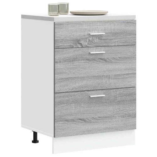 Berkfield Kitchen Base Cabinet Lyon Grey Sonoma Engineered Wood