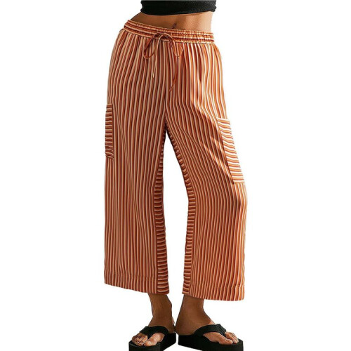 Women'S Summer Comfortable Wide Leg Pants Brown S
