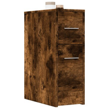 Berkfield Narrow Bathroom Cupboard with Wheels Smoked Oak Engineered Wood