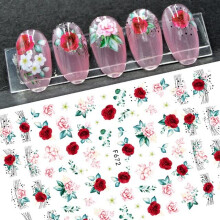 Succulent Flower 3D Nail Art Stickers with Butterfly Leaf Design, Spring Summer Floral Decals NLF672