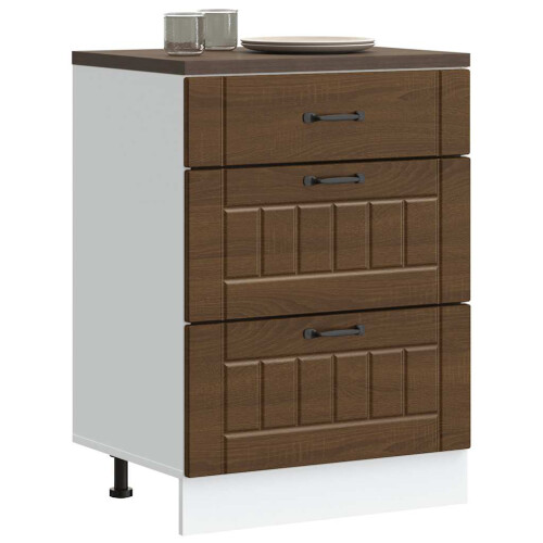 Berkfield Kitchen Base Cabinet Lucca Brown Oak Engineered Wood