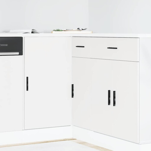 Berkfield Kitchen Base Cabinet Lyon White Engineered Wood
