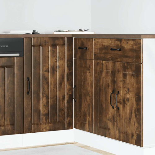 Berkfield Kitchen Base Cabinet Lucca Smoked Oak Engineered Wood
