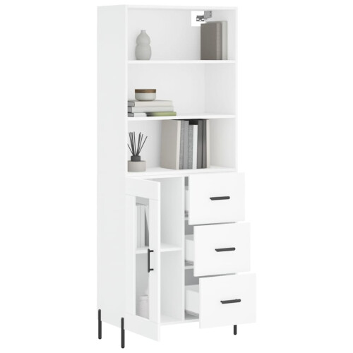 Berkfield Highboard White 69.5x34x180 cm Engineered Wood 2
