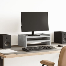 Berkfield Monitor Stand Concrete Grey 42x24x16 cm Engineered Wood