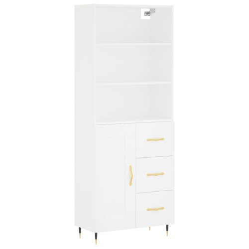Berkfield Highboard White 69.5x34x180 cm Engineered Wood 1