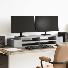 Berkfield Monitor Stand with Storage Concrete Grey 100x27x15 cm Engineered Wood
