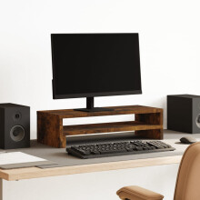 Berkfield Monitor Stand Smoked Oak 54x22x15 cm Engineered Wood