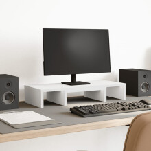 Berkfield Monitor Stand Adjustable White 60x24x10.5 cm Engineered Wood