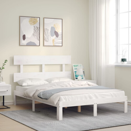 Berkfield Bed Frame without Mattress White Small Double Solid Wood Pine 2