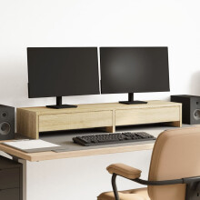 Berkfield Monitor Stand with Drawers Sonoma Oak 100x27x15 cm Engineered Wood