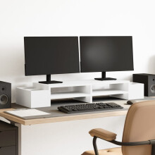Berkfield Monitor Stand with Storage White 100x27x15 cm Engineered Wood