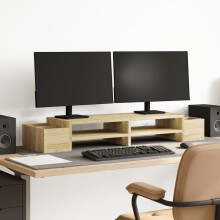 Berkfield Monitor Stand with Storage Sonoma Oak 100x27x15 cm Engineered Wood