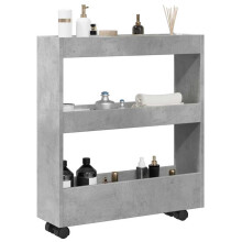 Berkfield Narrow Storage Trolley 3 Tier Concrete Grey Engineered Wood