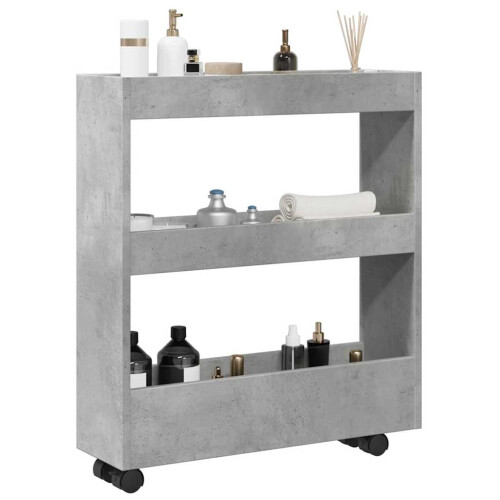 Berkfield Narrow Storage Trolley 3 Tier Concrete Grey Engineered Wood