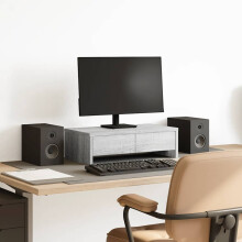 Berkfield Monitor Stand with Drawers Grey Sonoma 50x27x15 cm Engineered Wood