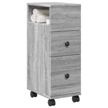 Berkfield Narrow Bathroom Cabinet with Wheels Grey Sonoma Engineered Wood
