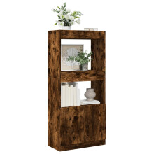 Berkfield Highboard Smoked Oak 63x33x140 cm Engineered Wood