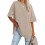 V Neck Short Sleeve Basic Tees Apricot XL 1