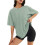 V Neck Short Sleeve Basic Tees Bean Green L 1