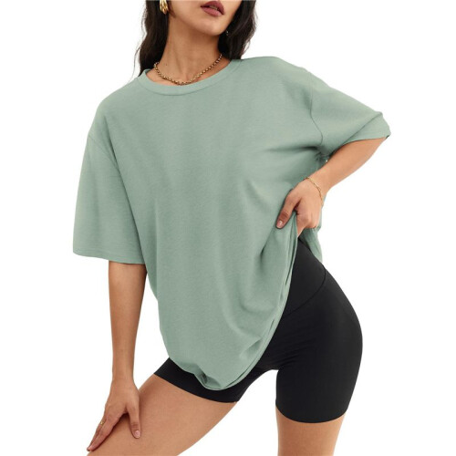 V Neck Short Sleeve Basic Tees Bean Green L