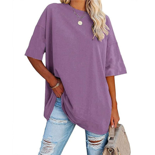 V Neck Short Sleeve Basic Tees  L
