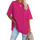 V Neck Short Sleeve Basic Tees Rose Red M 1