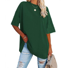 V Neck Short Sleeve Basic Tees Green L