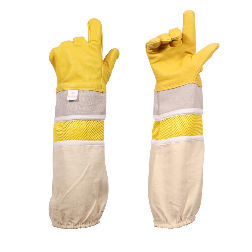Goatskin Leather Beekeeping Gloves Long Sleeve Protective Design for Bee Keeper Large