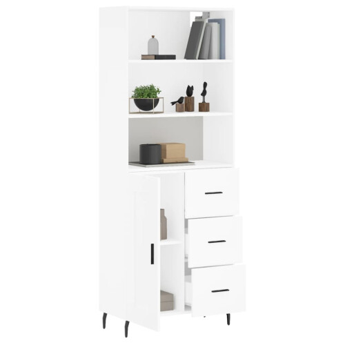 Berkfield Highboard White 69.5x34x180 cm Engineered Wood 2